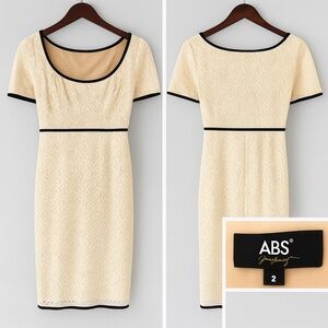 Cream White Dress with Black Trim